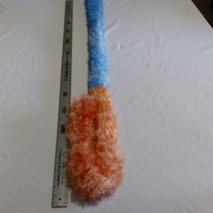 Handmade Scarf. 63"x4". White, Blue & Orange